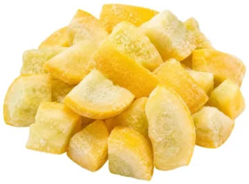Golden diced butternut squash chunks ready for commercial food service, wholesale distribution, and food processing applications.