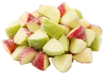 Bulk diced red and green apples with sugar coating, ideal for wholesale food distributors and commercial food service suppliers.