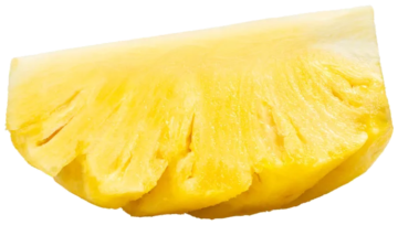 Golden pineapple slice showing juicy flesh segments, ideal for wholesale food suppliers and commercial food service distribution.